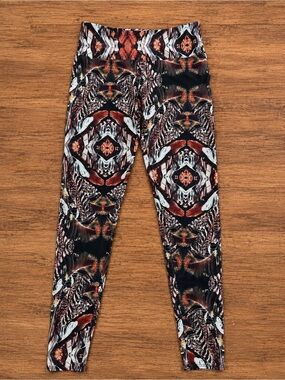Onzie Feather Print High Waisted Leggings Size S/M Boho Yoga Activewear